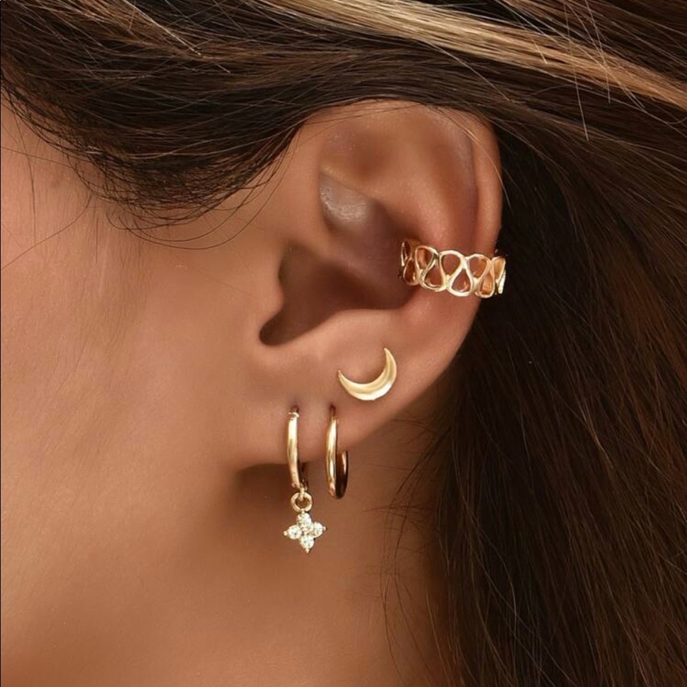 5 piece gold earring set